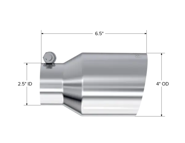 MBRP Universal T304 SS Tip 4in OD/2.5in Inlet/6.5in L thumbnail 3