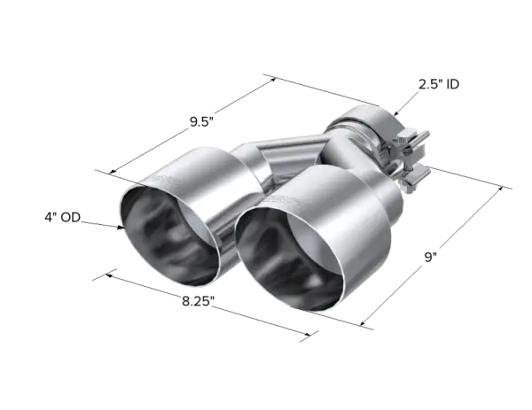 MBRP Universal T304 SS Dual Tip 4in OD/2.5in Inlet thumbnail 3
