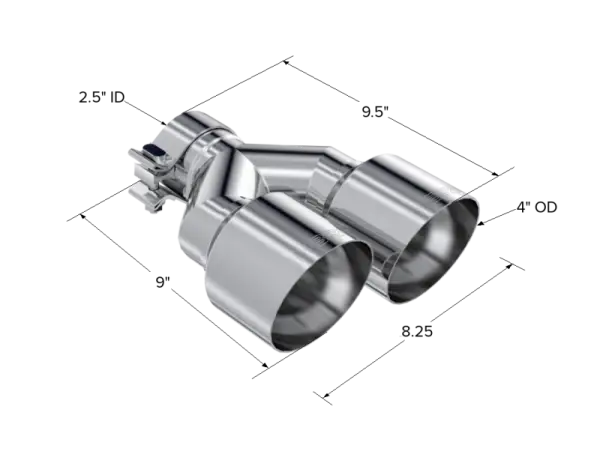 MBRP Universal T304 SS Dual Tip 4in OD/2.5in Inlet thumbnail 3
