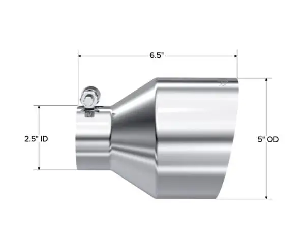 MBRP Universal T304 Stainless Steel Tip 2.5in ID / 5in OD Out / 6.5in Length Angle Cut Single Wall thumbnail 4
