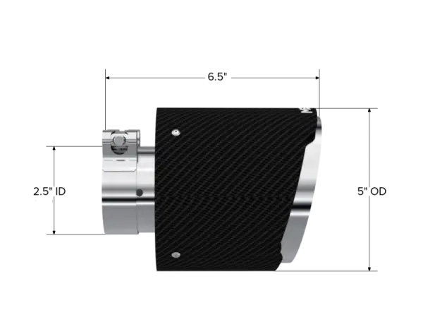 MBRP Universal Carbon Fiber Tip 2.5in ID / 5in OD Out / 6.5in Length Angle Cut Dual Wall thumbnail 3
