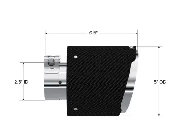 MBRP Universal Carbon Fiber Tip 2.5in ID / 5in OD Out / 6.5in Length Angle Cut Dual Wall thumbnail 4