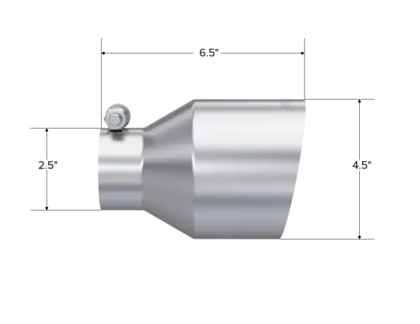 MBRP Universal Stainless Steel Tip 2.5in ID / 4.5in OD Out / 6.5in Length Angle Cut Single Wall thumbnail 2