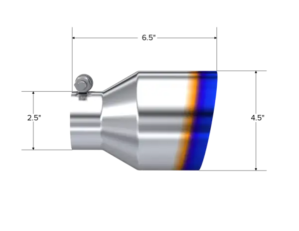 MBRP Universal Burnt SS Tip 2.5in ID / 4.5in OD Out / 6.5in Length Angle Cut Single Wall thumbnail 2