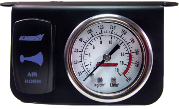 Kleinn Panel mounted 160 PSI gauge w/ an illuminated BLUE Momentary rocker switch