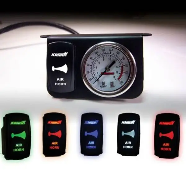 Kleinn Panel mounted 160 PSI gauge w/ an illuminated BLUE Momentary rocker switch thumbnail 2