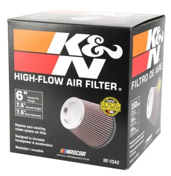 K&N Round Tapered Universal Air Filter 6in Flange ID x 7.5in Base OD x 5in Top OD x 6.5in Height thumbnail 8