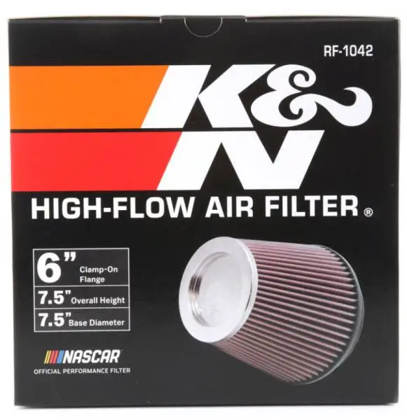 K&N Round Tapered Universal Air Filter 6in Flange ID x 7.5in Base OD x 5in Top OD x 6.5in Height thumbnail 14