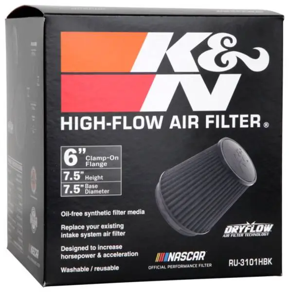 K&N Universal Rubber Filter Round Tapered 6in Flange ID x 7.5in Base OD x 5.25in Top OD x 8in Height thumbnail 5