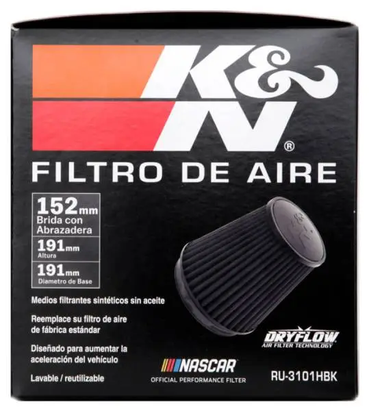 K&N Universal Rubber Filter Round Tapered 6in Flange ID x 7.5in Base OD x 5.25in Top OD x 8in Height thumbnail 10
