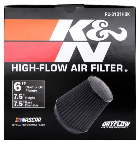 K&N Universal Rubber Filter Round Tapered 6in Flange ID x 7.5in Base OD x 5.25in Top OD x 8in Height thumbnail 11