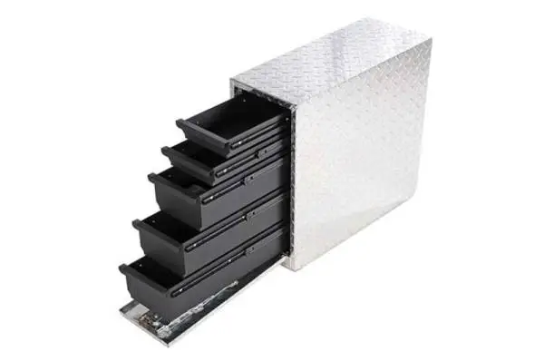 Deezee Universal Tool Box - Wheel Well Box With Drawers (Aluminum) thumbnail 6