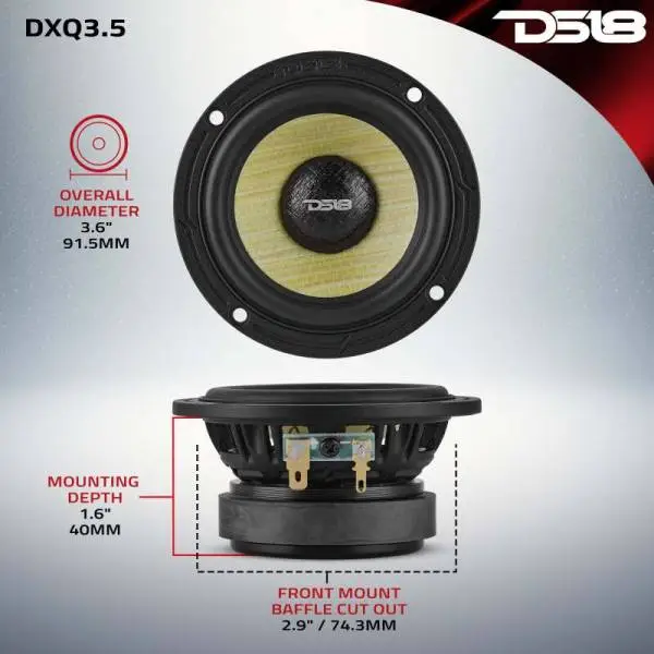 DS18 Deluxe Quality 3.5in Speaker 60 Watts RMS 4 ohm Yellow Straw + Composite Foam Cone Full Range thumbnail 7