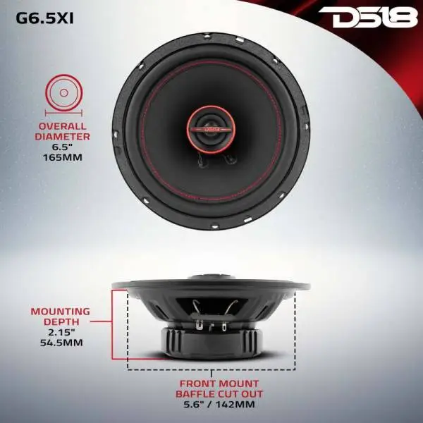 DS18 6.5in 50Watts RMS 4 ohm 2-Way Coaxial Speaker System Universal Fit thumbnail 3