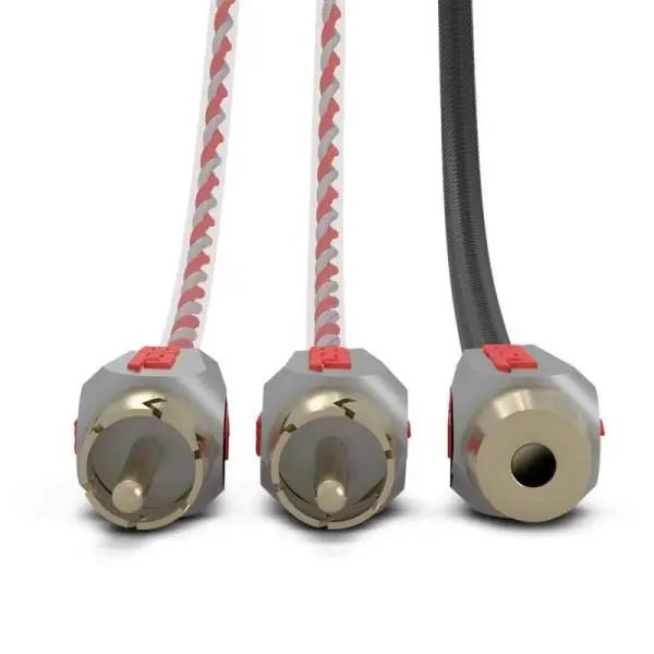 DS18 Level 3 RCA Wire Y Connector 1 Female to 2 Male Black thumbnail 3