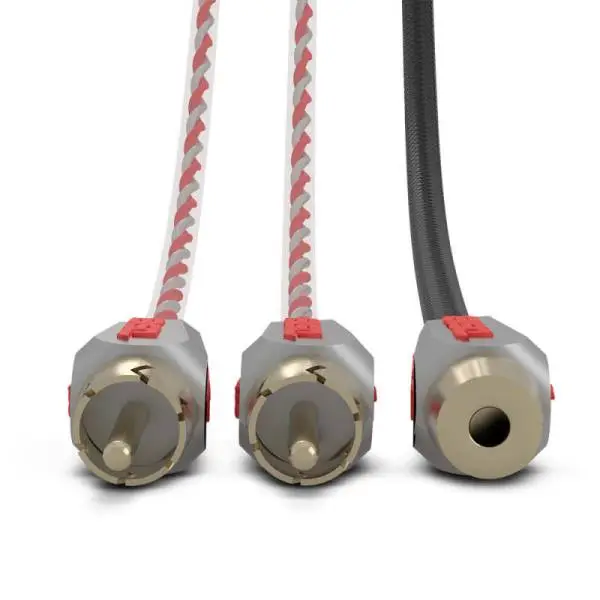 DS18 Level 3 RCA Wire Y Connector 1 Female to 2 Male Black + Red Kit thumbnail 5