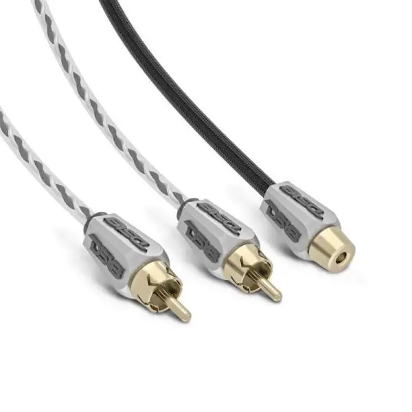 DS18 Level 3 RCA Wire Y Connector 1 Male to 2 Female Black thumbnail 4