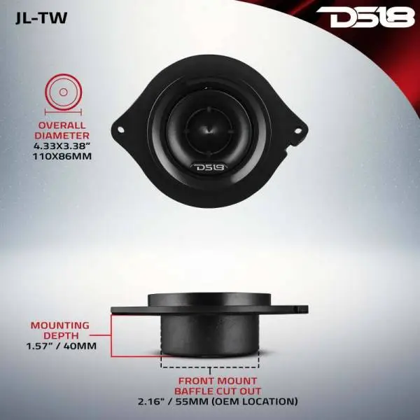DS18 2.7in Oem Replacement Dash Tweeter Neodymium 100 Watts RMS 1in Kapton Vc 4 ohm 2018 And Up thumbnail 2