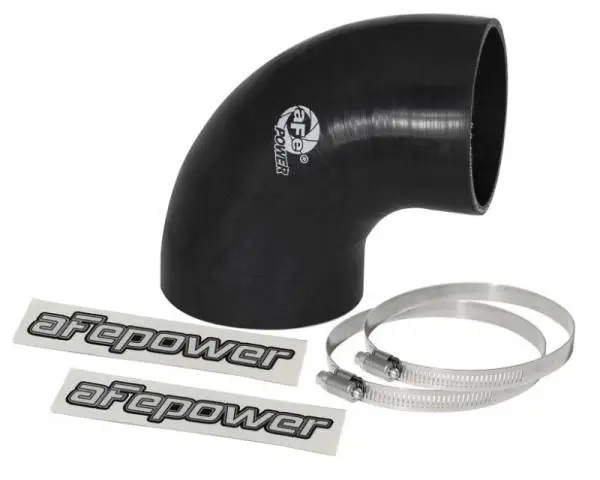 aFe Magnum FORCE CAI Univ. Silicone Reducing Coupler (4in. to 3.5in. ID) 90Deg. Elbow - Black thumbnail 2